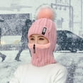 thumbnail image 3 of Women Winter Hat Neck Scarf Headwear Knitted Cold Weather Neckerchief Riding Cap Pink, 3 of 8