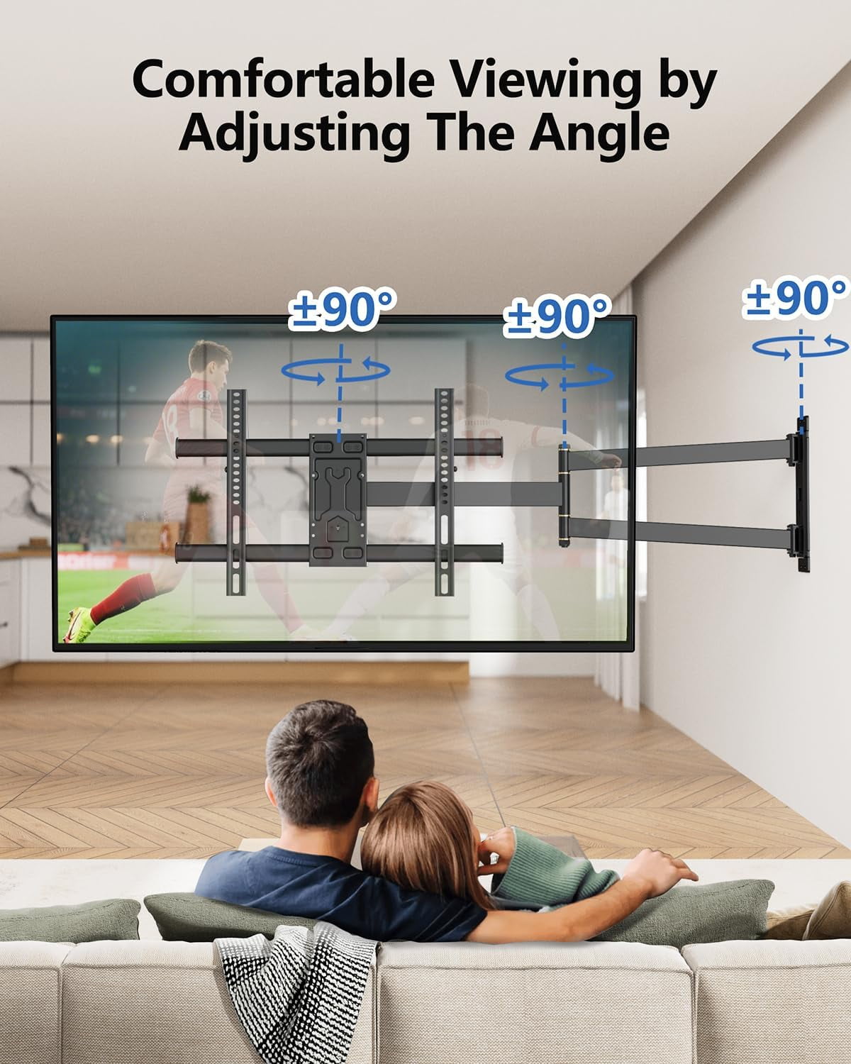 FORGING MOUNT Full Motion Swivel Tilt TV Wall Mount for 32-75 inch TVs, 33 inch Extension, Holds 99lbs, Max 600X400mm