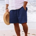 thumbnail image 4 of Clearance! Lisingtool Sweatpants for Men Men's Casual Shorts Men's Sports Shorts Beach Shorts Casual Cotton Linen Shorts Navy Promotion Sale, 4 of 5