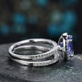 thumbnail image 3 of 2CT Oval Cut Lab-Created Tanzanite Women's Wedding Bridal Ring Set 14k White Gold Plated, 3 of 3