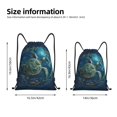 thumbnail image 4 of Drawstring Backpack - Artistic Turtle Earth Splash Proof Small Drawstring Gym Bag for Women Men, Cinch Sports String Bag Backpack for Travel Swimming Beach, 4 of 8