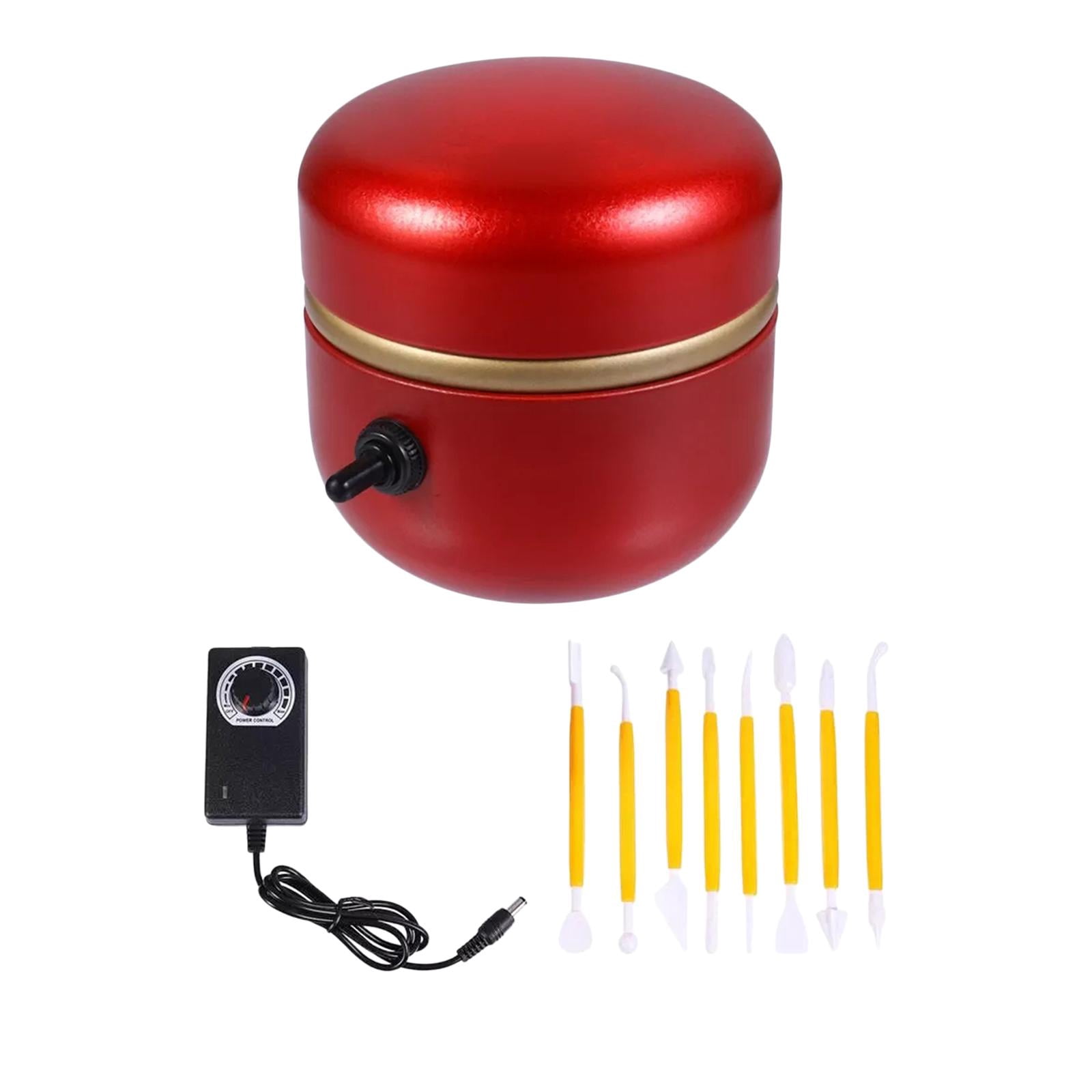 GUOOL Mini Pottery Wheel Electric Pottery Small Pottery Forming Table Top Rotating Turntable Clay Tool Tiny Pottery Wheels Accessories Red