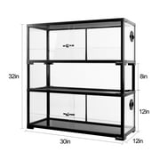 REPTIZOO Double Stacked Reptile Tank 36 Gallon, Reptile Terrarium 30 x 12 x 32, Black