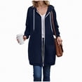 thumbnail image 5 of Towmus Women Full Zip Up Hoodie Casual Solid Color Long Sleeve Knee Length Tunic Sweatshirts Oversized Hooded Jacket Pullover Tops Winter Coats with Pockets, 5 of 8