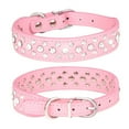 thumbnail image 1 of Collar de cuero con cristales brillantes y diamantes de imitación personalizado de 10 a 24 pulgadas de largo para perros y gatos., 1 of 5