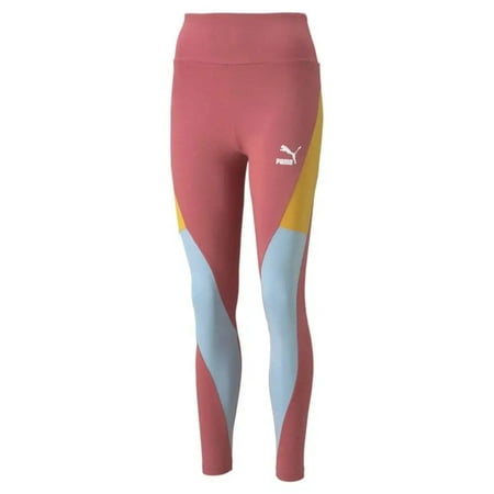 Puma CLSX High Waist Leggings Pink/Blue/Yellow 533295-25 Women's Size L Standard Fit
