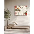 thumbnail image 4 of Christmas Bird Canvas Print Wall Art Framed Canvas Art Wall Decor Poinsettia Floral Holly Fruit Xmas Ball Beige Pictures Painting Morden Artwork for Living Room Bedroom, Ready to Hang - 12"x16", 4 of 6