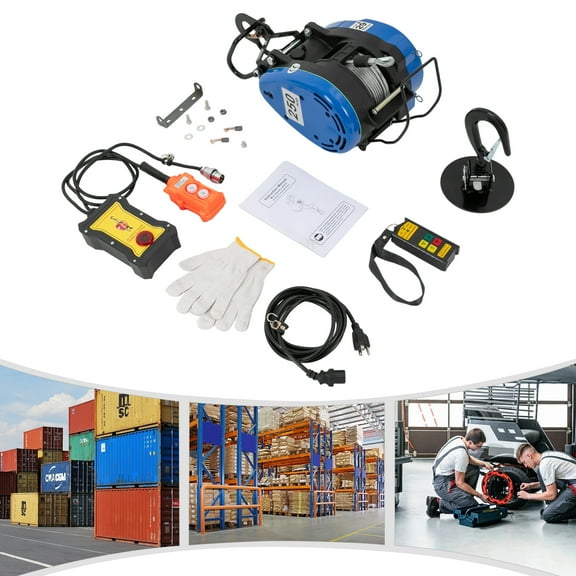 Electric Hoist with Wireless Remote Control, 250kg Capacity, 98.43ft Steel Wire, 1300W Motor for Efficient and Safe Lifting Operations