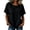 Black, variant on Women Loose Round Neck t-Shirt Fringe Raw Edge Spliced Short Sleeve Blouse Cotton Linen Casual Tops Beige L