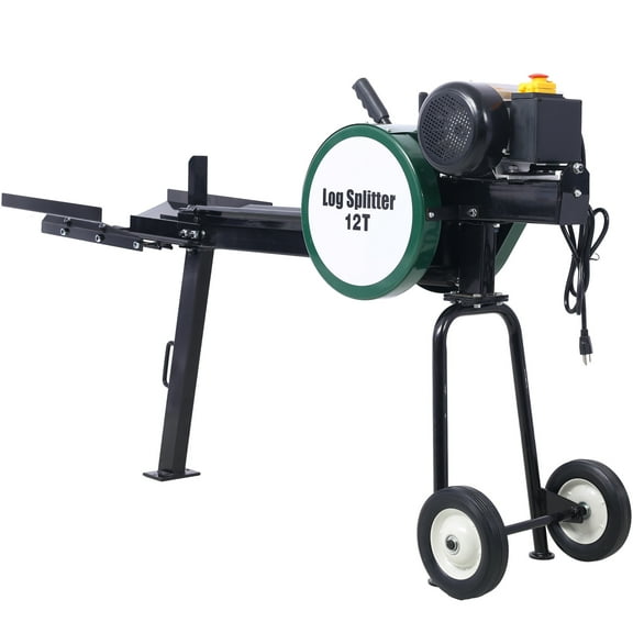 Double Flywheel Electric Log Splitter Portable 12 Ton Hotizontal Firewood Splitting Machine 2HP 16A