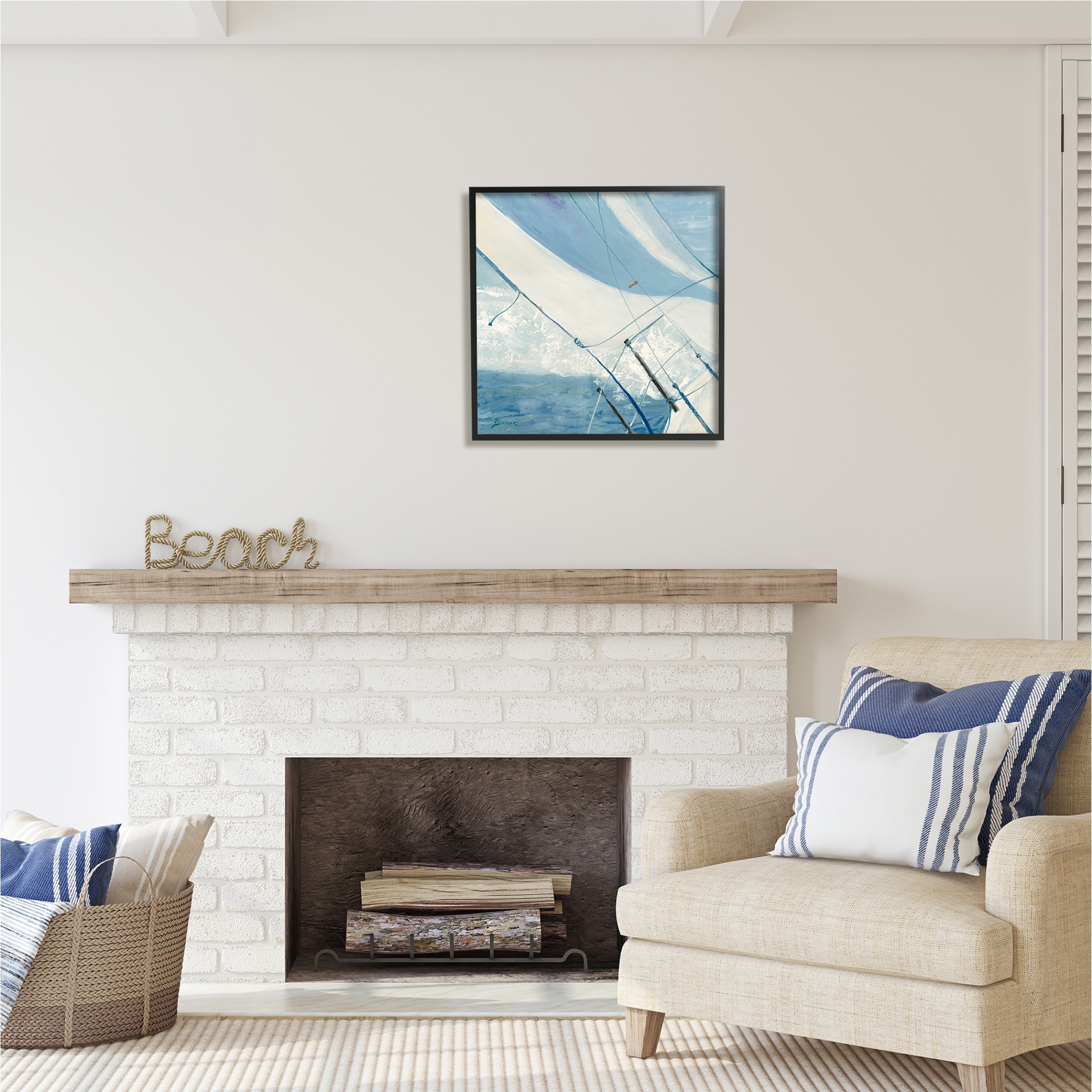 Stupell Industries Sailboat Splashing Waves Transportation Painting Black Framed Art Print Wall Art, 24 x 24