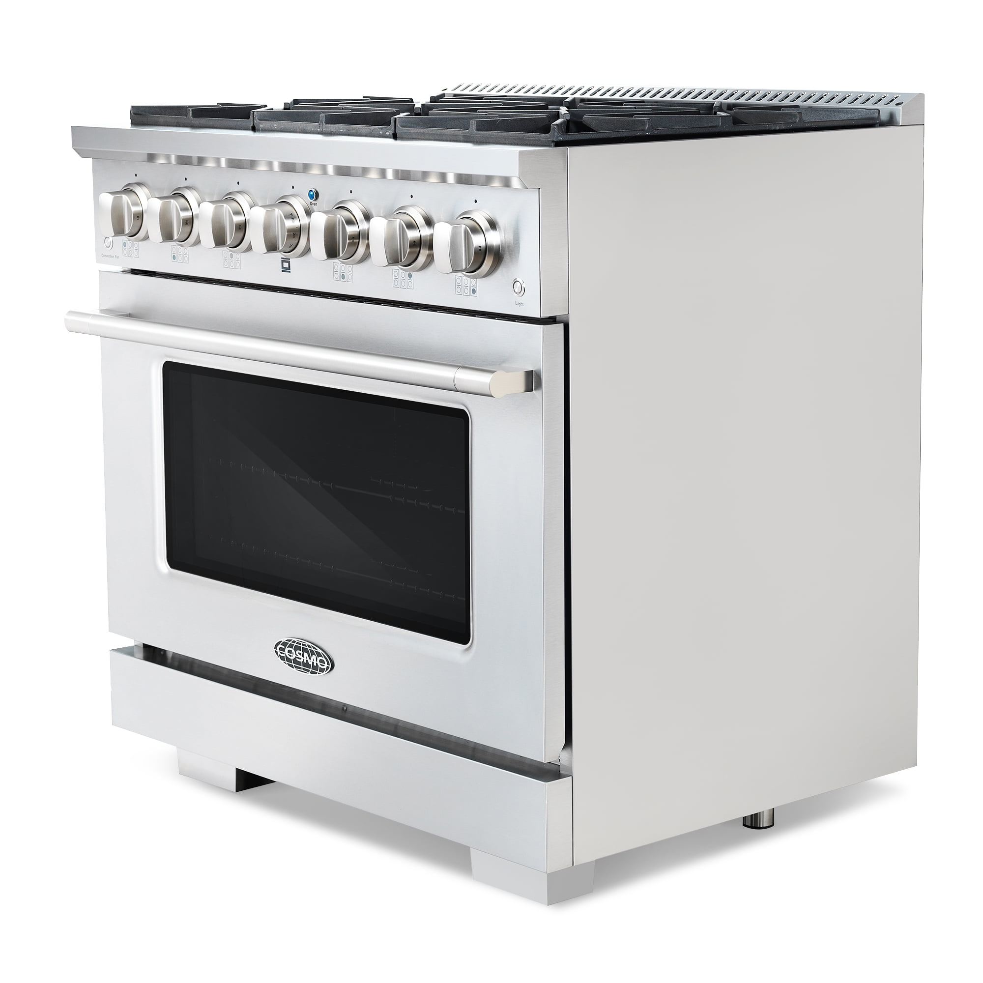 Cosmo 2 Piece Kitchen Appliance Package with 36" Freestanding Gas Range Kitchen Stove & 36" Wall Mount Range Hood Kitchen Hood Kitchen Appliance Bundles