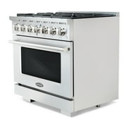 Cosmo 4 Piece Kitchen Appliance Package with 36 Freestanding Gas Range 36 Under Cabinet Range Hood 24 Built-in Integrated Dishwasher & French Door Refrigerator Kitchen Appliance Bundles