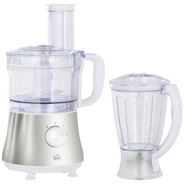 HOMCOM 2 in 1 Blender Food Processor Combo for Slicing, Shredding, Mincing and Pureeing for Vegetable, Meat and Nuts, 500W 5-Cup Bowl, 1.5L Jug, 3 Blades and Adjustable Speed - Walmart.com