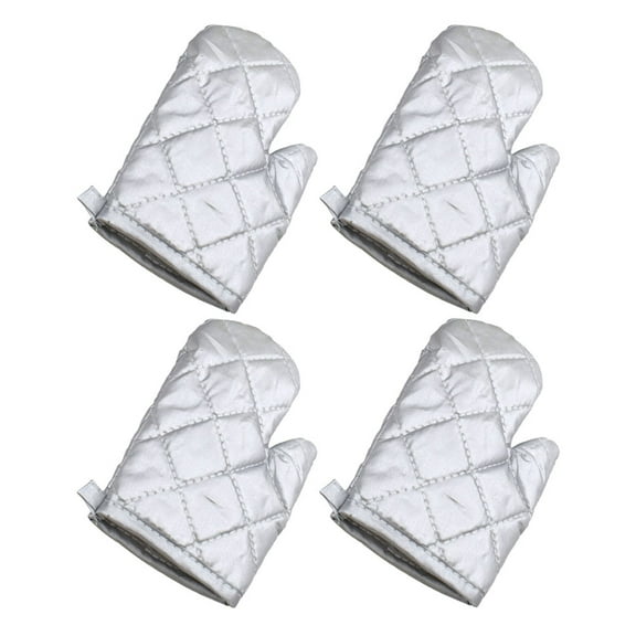 FRCOLOR 4 Pcs Children Heat Resistant Oven Mitts Silver Coated Kitchen Gloves Microwave Mitts Kids Heat Protection Gloves For Baking Cooking