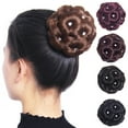 comerut 9 Flowers Faux Crystal Synthetic Bun Hair Extension Elastic