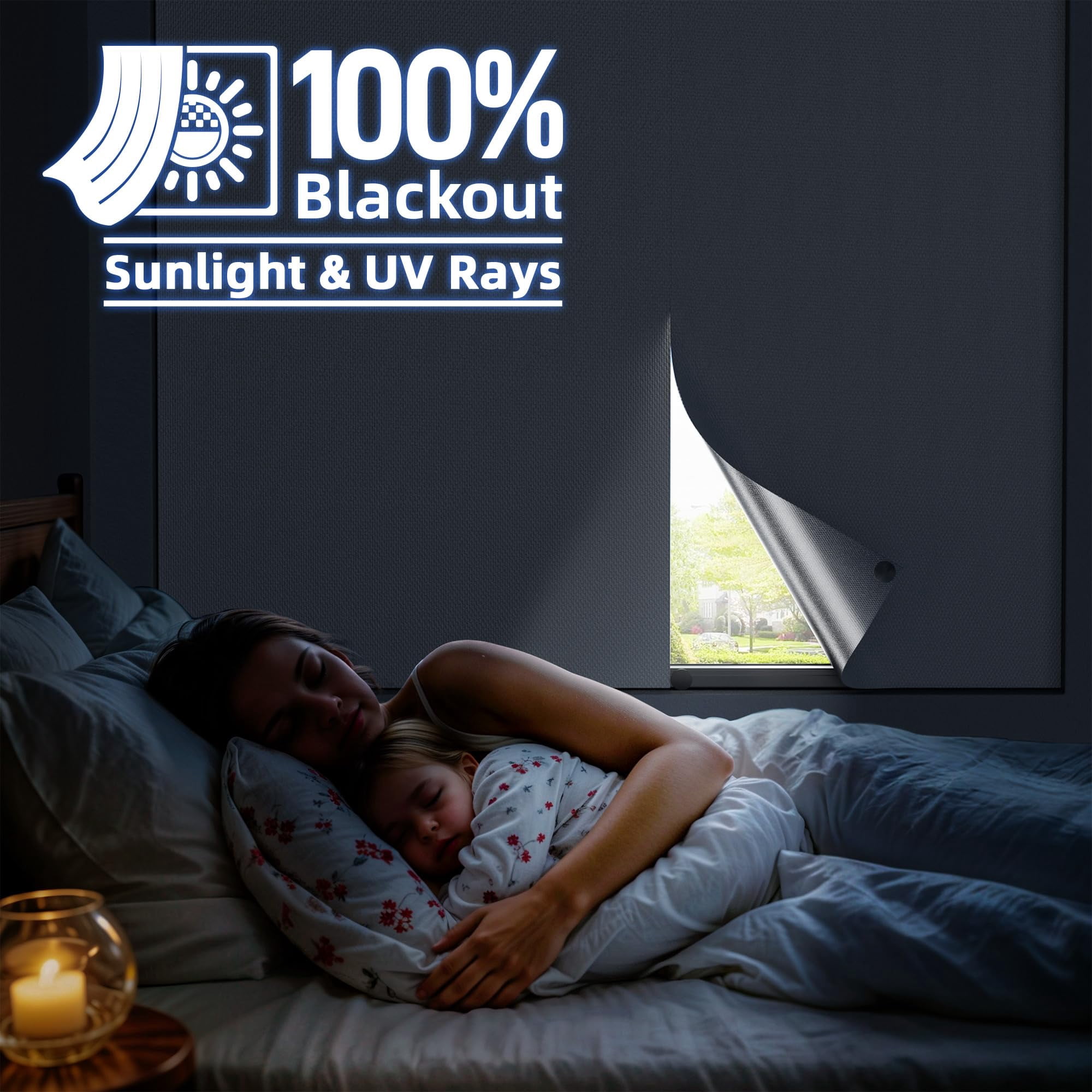 Magnetic Blackout Window Cover with Strong Magnets – 45" x 58" Portable Blackout Curtains for Bedroom, No Drill Black Out Blinds & Temporary Black Out Shades for Windows Film RV Travel Skylight