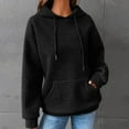 thumbnail image 3 of Women Oversized Hoodie Women Fall Winter Hoodie Thick Waffle Texture Hooded Long Sleeves with Big Pocket Solid Color Loose Elastic Cuffs Drawstring, 3 of 8