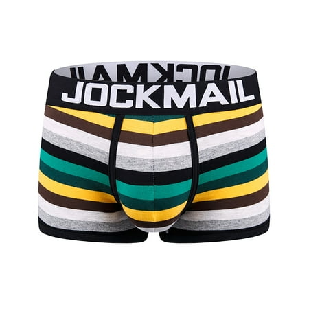

DORKASM Underwear Mens Boxers Comfortable Striped Soft Mens Briefs Underwear Pack Cotton Brief Underwear Black 2XL