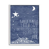 Stupell Industries Navy Textural Twinkle Little Star Typography Graphic Art White Framed Art Print Wall Art, 16x20, by Karen Zukowski (Finny And Zook)