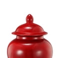 thumbnail image 2 of 6 Inch Small Ginger Jar, Lidded, Porcelain, Bell Shape Set of 3, Red, 2 of 5