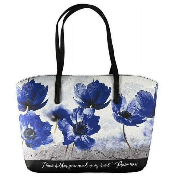 White Dove Designs 205637 Wedge Shape Bible Cover - Psalm 119-11, Blue Floral & Black - Extra Large