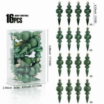 Bwiyojiz Christmas Decorations Home Decor Count 16pcs Hanging Ornaments Green 4in Finial Drop Ornament, Gifts for Friend, Green