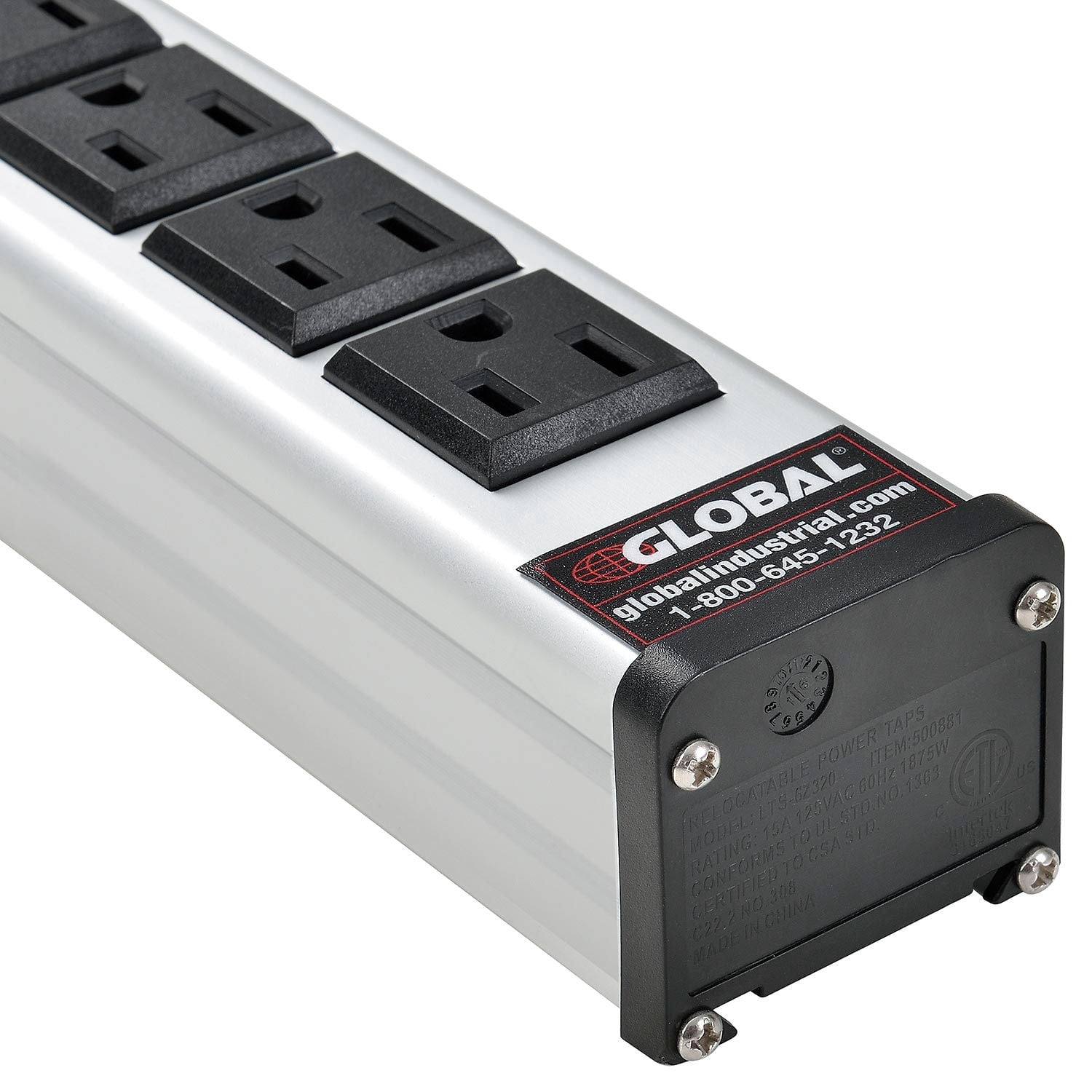 12" 6 Outlet Aluminum Power Strip with 6-ft Cord ETL/cETL