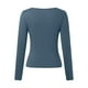 thumbnail image 4 of Top corto ajustado de manga larga para mujer: camiseta ajustada con cuello redondo, poliéster y spandex, diseño básico liso para hacer ejercicio, yoga y estilo informal., 4 of 4