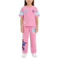 thumbnail image 6 of Spider-Man Girls' Athletic Front & Back T-shirt with Embroidery & Straight Leg Fleece Pants, 2-Piece, Sizes 4-16, 6 of 12