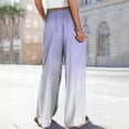thumbnail image 7 of Women's Side Slit Ombre Wide Leg Pants, Flowing Casual Trousers with Gradient Color and Split Hem, Loose Comfortable Pocket Design for Beach Wear and Four-Season Daily Use Purple S, 7 of 7