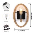thumbnail image 3 of Kiven Battery Operated Wall Lamp, Industrial Iron Cage Wall Sconces, Dimmable Warm White Wall Lighting Fixtures,Set of 2 Vintage Wall Mounted Lamp for Living Room Bedroom Hallway E26 Socket, 3 of 7