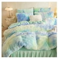 thumbnail image 5 of TiaGOC Fluffy Tie Dye Comforter Cover Queen Set，Faux Fur Comforter Set 3 Pieces(1 Fluffy Duvet Cover +2 Shaggy Pillowcases) Faux Fur Tie Dye Bedding Sets Queen,Solid Color (Tie Dye Sage Green, Queen), 5 of 9