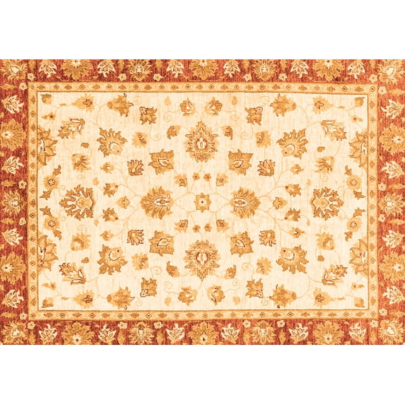 Ahgly Company Indoor Rectangle Oriental Orange Traditional Area Rugs, 6' x 9'