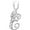 White, variant on 14K White Gold Finish Round Cut White Diamond 925 Sterling Silver Diamond Cute Elf Angele With E Initial Letter Pendant Necklace for Women