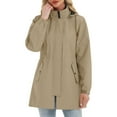 thumbnail image 3 of Raincoat Women Waterproof Long Hooded Trench Coats Lined Windbreaker Travel Jacket， Outdoor Sports Waterproof Drawstring Pocket Detachable Hooded Jacket S-XXL, 3 of 8