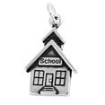 thumbnail image 1 of Sterling Silver 24" 1.2mm Box Chain Flat School House Building Pendant Necklace, 1 of 2