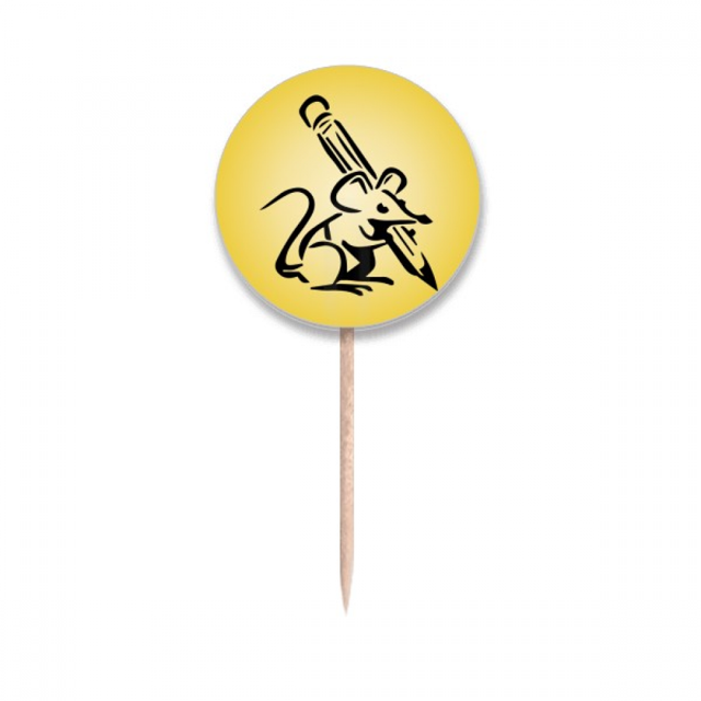 Mouse Clever Writing Outline Exquisite Toothpick Flags Round Labels Party Decoration