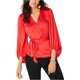 thumbnail image 1 of INC Blusa cruzada con manga de blusón para mujer, rojo, grande I-N-C Envolver, 1 of 2