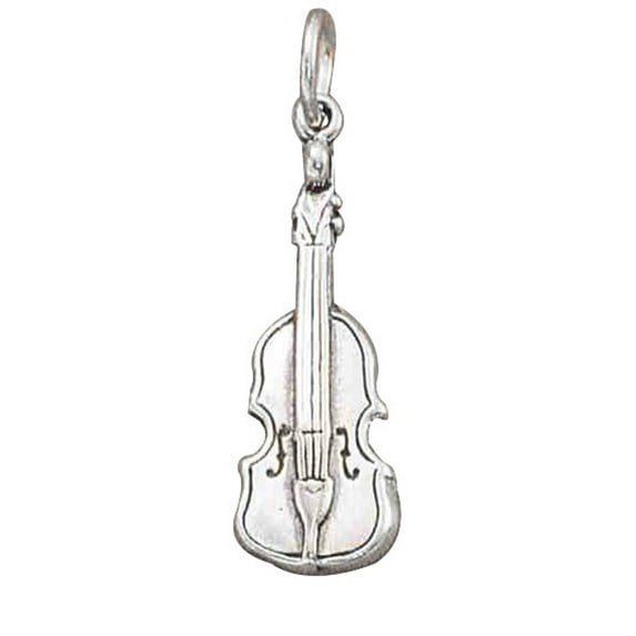 Sterling Silver 24" Unisex 1.5mm Box Chain 3D Cello Musical Instrument Pendant Necklace