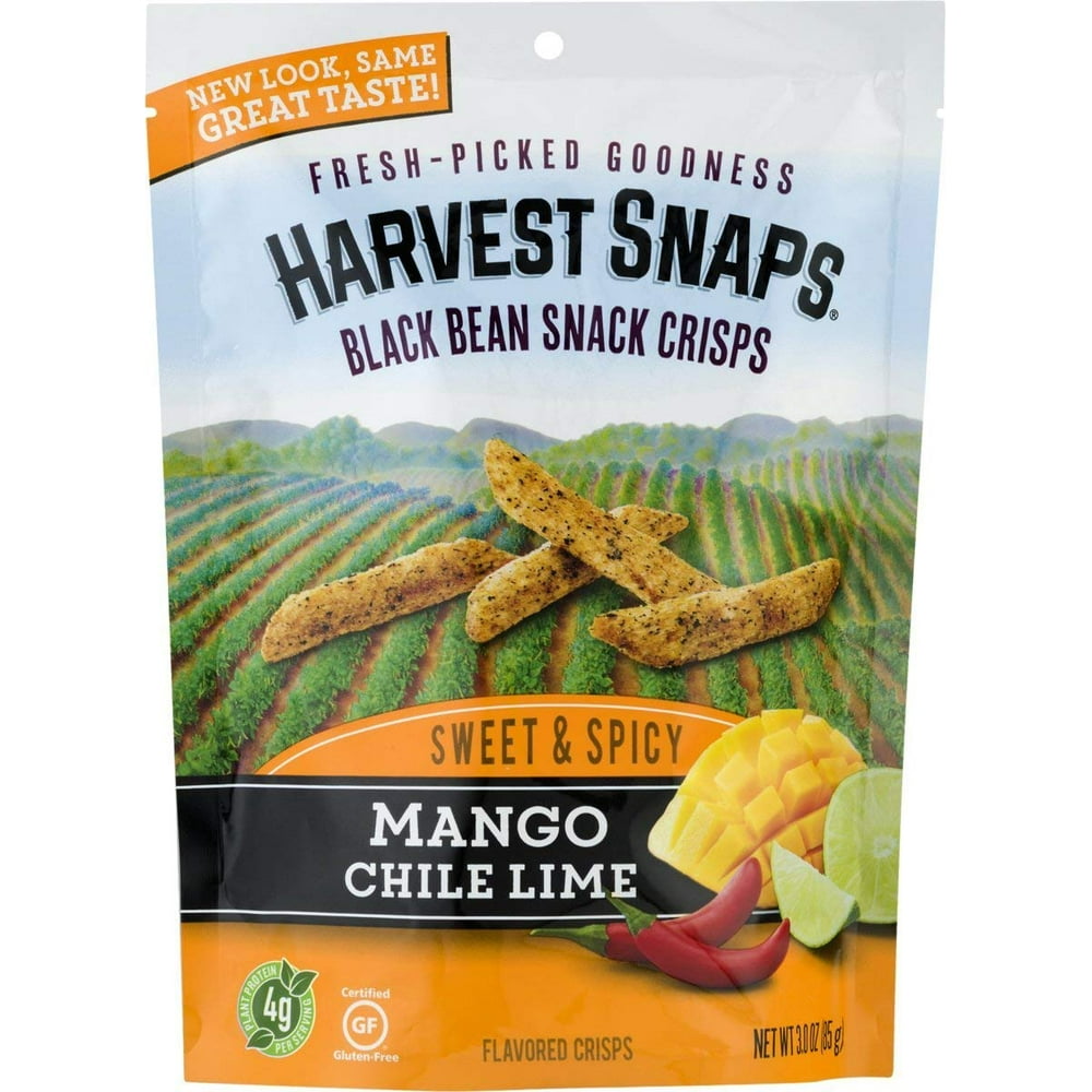 Calbee Harvest Snaps Mango Chile Lime Baked Black Bean Crisps 3 OZ