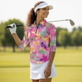 thumbnail image 4 of Uorisanigo Colorful Butterflies Women's Golf Top Comfortable Versatile Women's Dry-Fit Golf Polo Shirts Casual Fashion 1/4 Zipper Athletic Tops with 3/4 Sleeve for Workout Sports Size M, 4 of 7