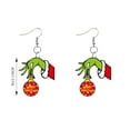 thumbnail image 2 of The Grinch Earrings Kids Grinch Decor 1 Pair Cute Cartoon Grin-ch Earrings Gift For Women Girl Birthday/Valentine's Day/Anniversary, 2 of 3