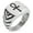 Silver, variant on Stainless Steel Egyptian Ankh Cross Chevron Pattern Biker Style Polished Ring