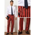 thumbnail image 4 of Unique Bargains Men's Striped Dress Pants Big & Tall Flat Front Business Trousers 40 Red Black, 4 of 6