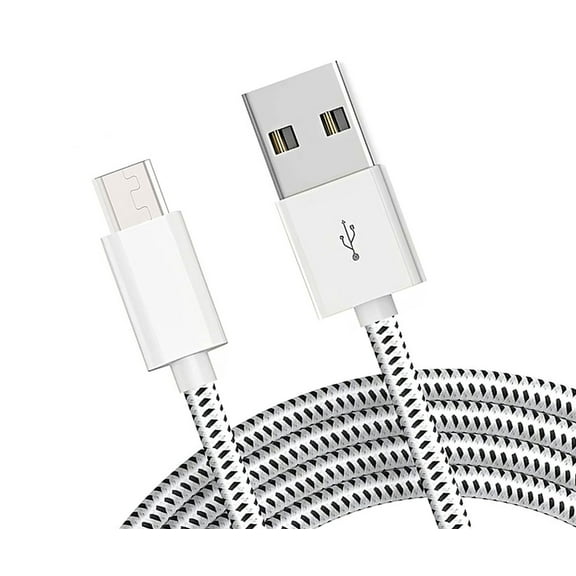 6ft USB Cable Compatible With Amazon Kindle Oasis (2019 release) - MicroUSB Charger Cord Power Wire Long Sync Braided Fast Charge White