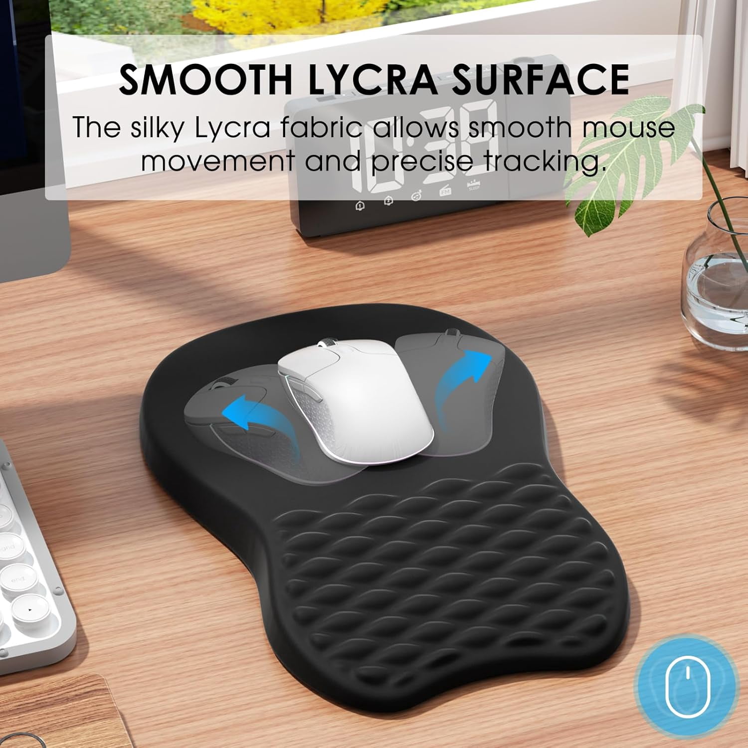 Ergonomic Mouse Pad with Wrist Support, Wrist Rest Mousepads for Carpal Tunnel Pain Relief, Memory Foam Pad with Massage Bulge and Non-Slip Base for Office, Home, Black