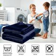 thumbnail image 5 of PiccoCasa All Season Lightweight Plush Fleece Blanket Soft Warm Flannel Bed Blanket Navy Blue Full (78"x90"), 5 of 6