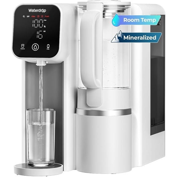 Waterdrop M6SL Mineral Reverse Osmosis System Countertop Water Filter, 8-Stage, 3:1 Pure to Drain, RO System Delivers Purified Water to Glass Pitcher, Room-Temperature