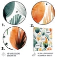 thumbnail image 3 of Designart "Teal Orange Scandinave Floral Elegance Nordic Florals" Abstract Metal Art Print, 3 of 5